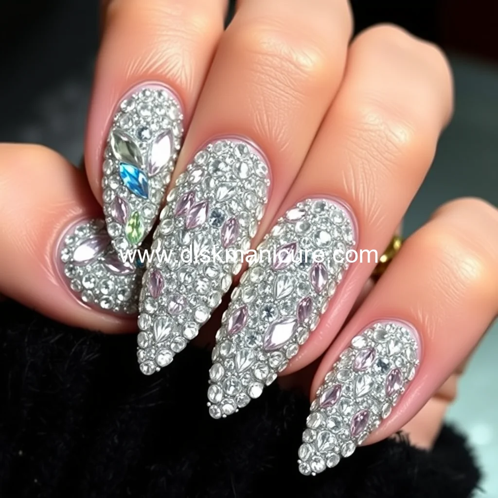Artistic representation for Jennifer Lopez Encrusted Her Nails With Massive Swarovski Crystals