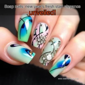 Artistic representation for Soap nails: new year's fresh start elegance unveiled!