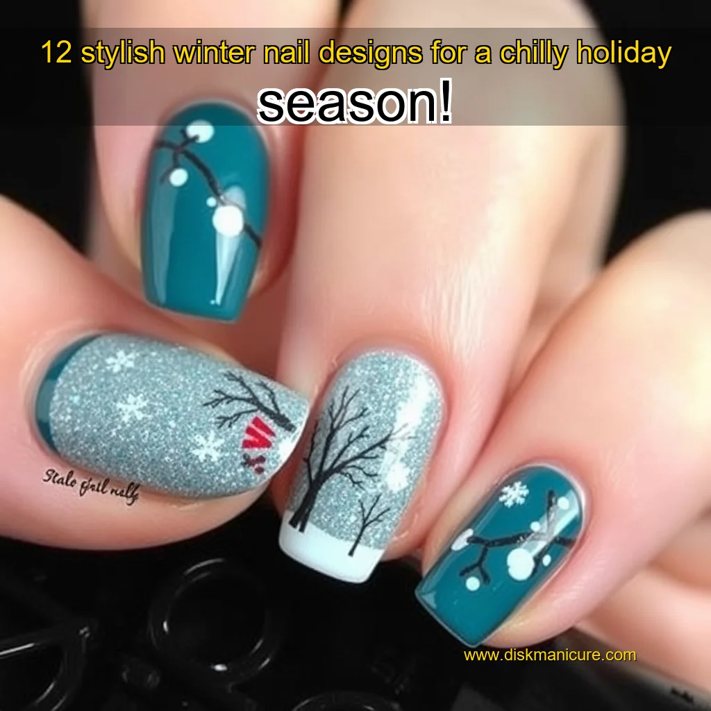 Artistic representation for 12 stylish winter nail designs for a chilly holiday season!