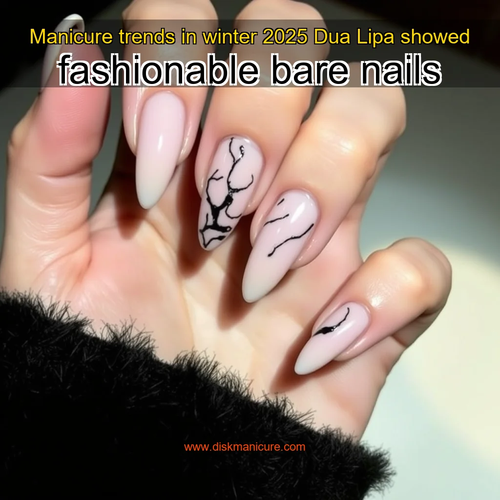 Artistic representation for Manicure trends in winter 2025 Dua Lipa showed fashionable bare nails