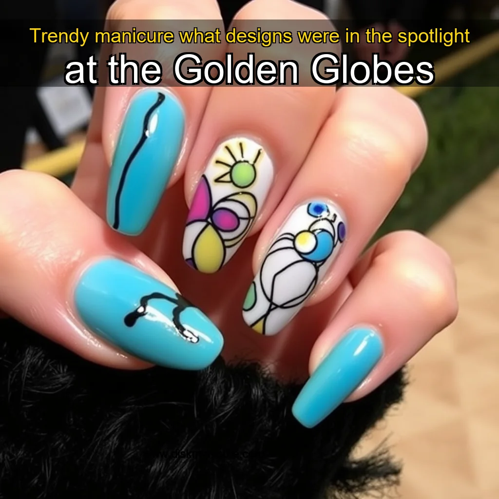 Artistic representation for Trendy manicure what designs were in the spotlight at the Golden Globes
