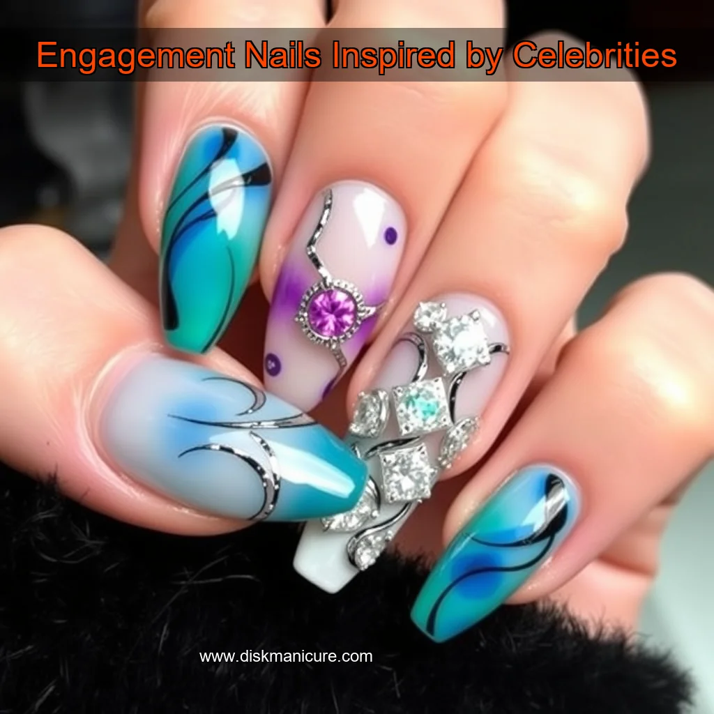 Artistic representation for Engagement Nails Inspired by Celebrities
