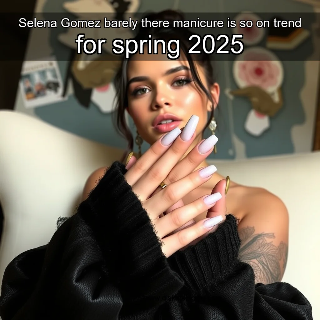 Artistic representation for Selena Gomez barely there manicure is so on trend for spring 2025