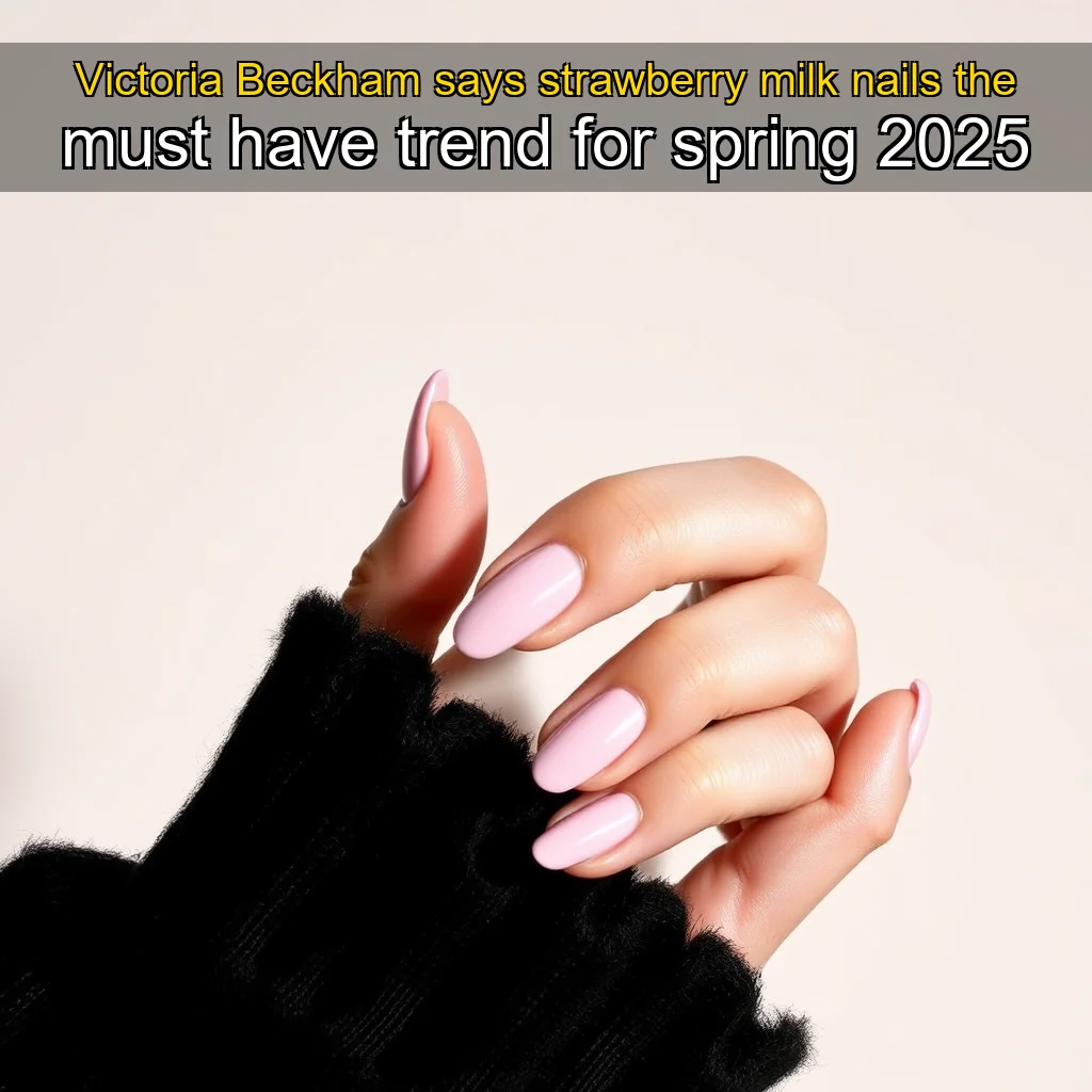 Artistic representation for Victoria Beckham says strawberry milk nails the must have trend for spring 2025