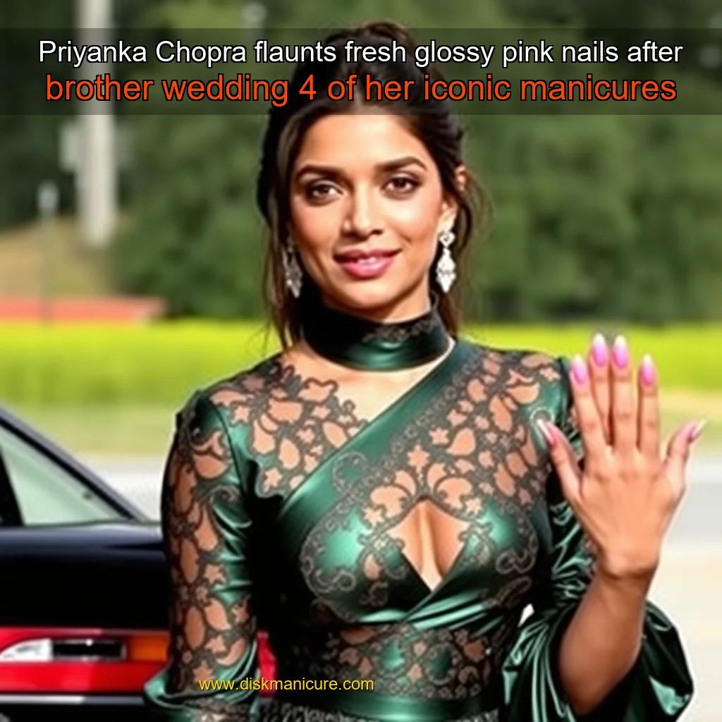 Artistic representation for Priyanka Chopra flaunts fresh glossy pink nails after brother wedding 4 of her iconic manicures