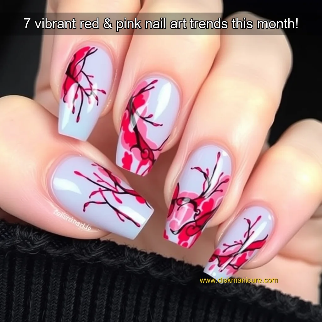 Artistic representation for 7 vibrant red & pink nail art trends this month!