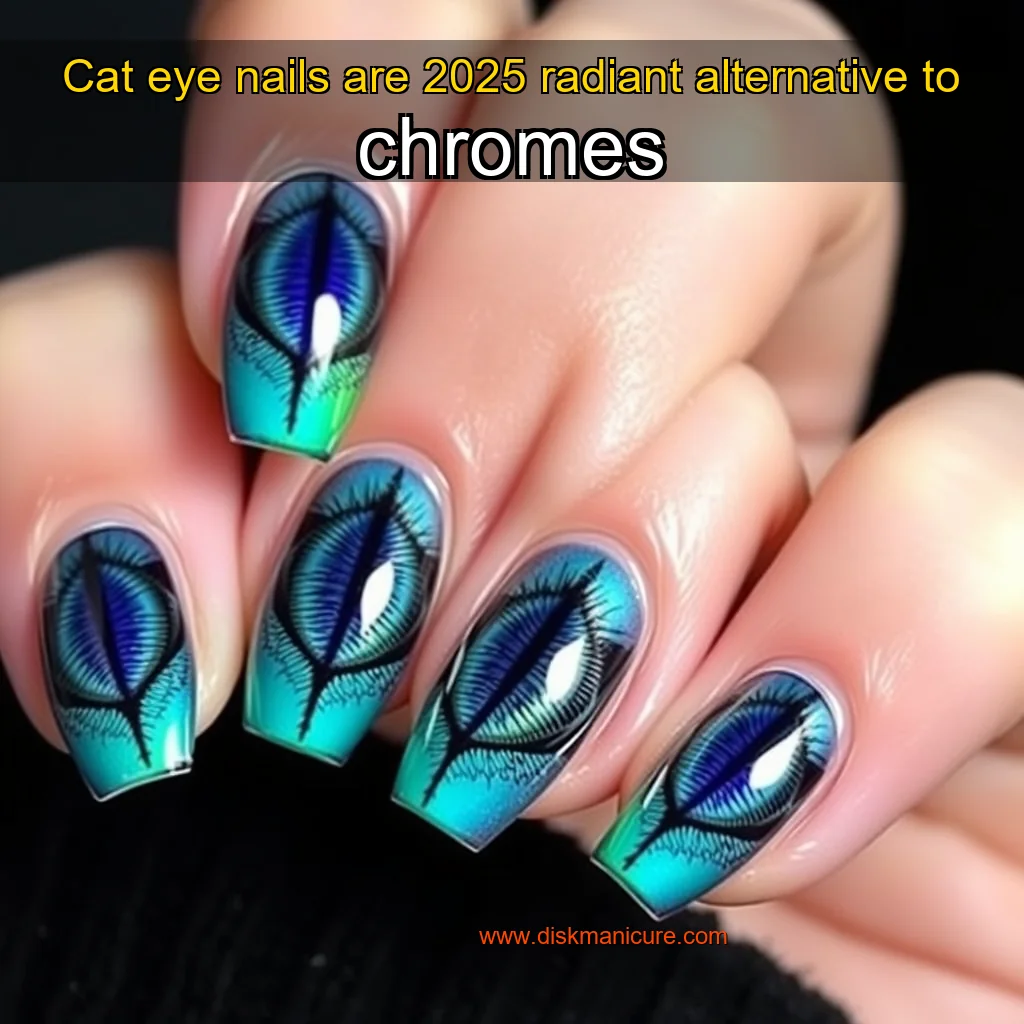 Artistic representation for Cat eye nails are 2025 radiant alternative to chromes