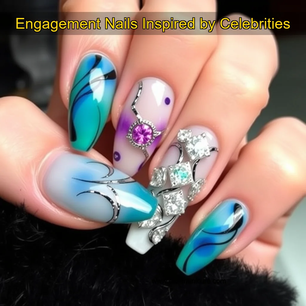 Artistic representation for Engagement Nails Inspired by Celebrities